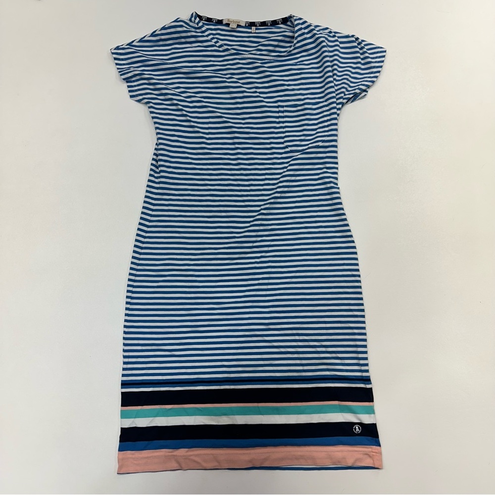 Barbour Harewood Blue Multi Color Striped T-shirt Dress Womens Size 6